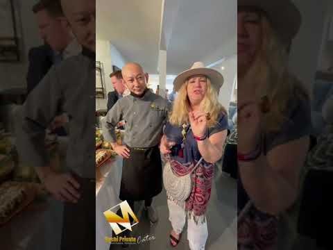 Guest at customer appreciation party love our sushi and presentation