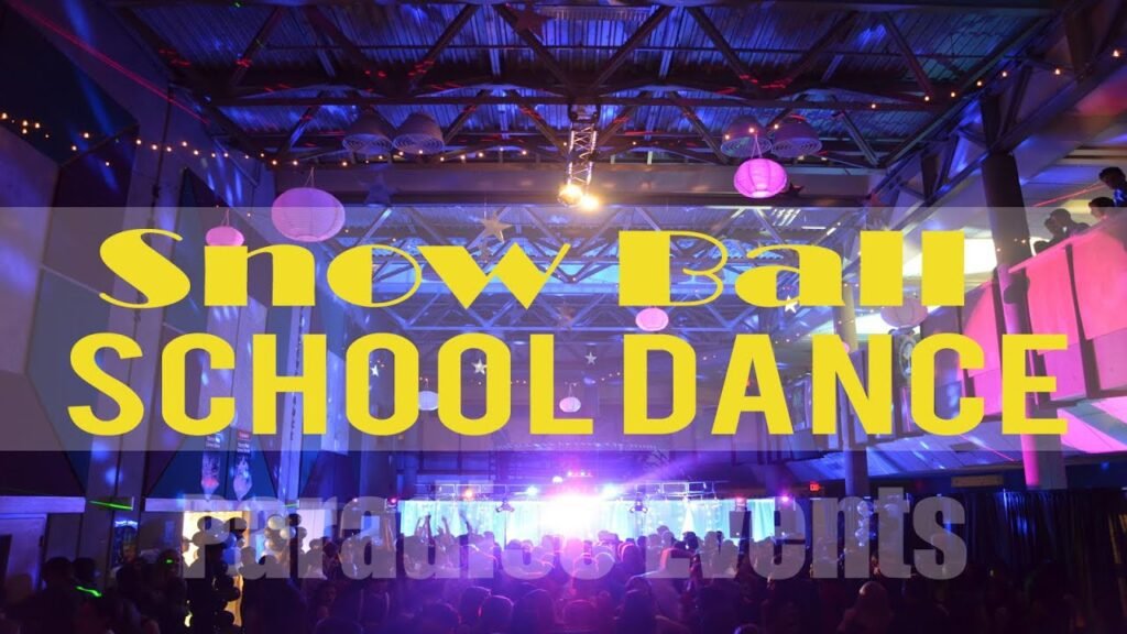 Winter formal theme dance party - high school dance dj setup, lighting, music