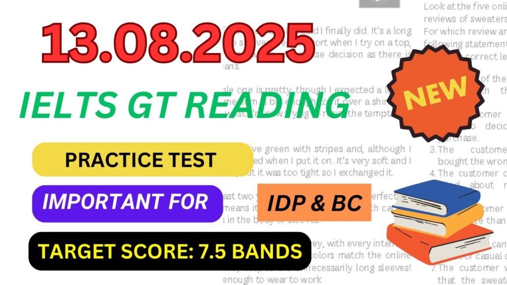 Ielts general reading practice test with answers | 13 august 2025